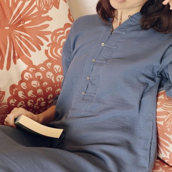 XS Oddbird Kaftan Lounge Dress in Not Quite Electric Blue - Picture 5 of 7